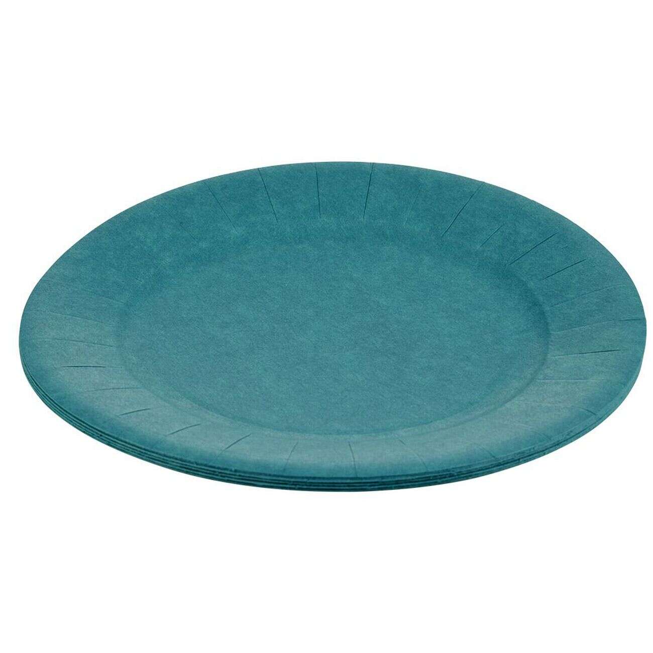 Lot de 10 assiettes en carton bleu canard Ø18 cm
