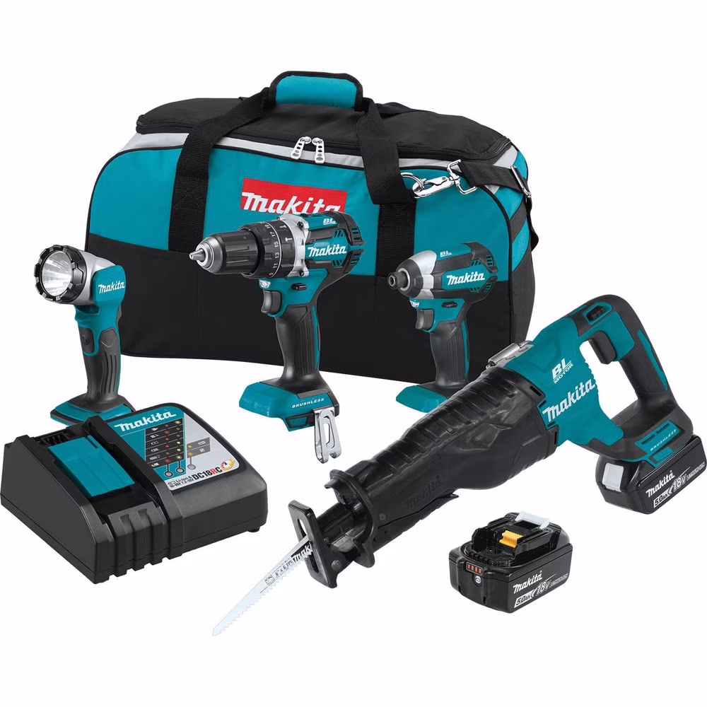 LXT Cordless 4-Pc. Combo Kit 5.0Ah 18V Lithium-Ion Brushless 1500 lbs Tor
