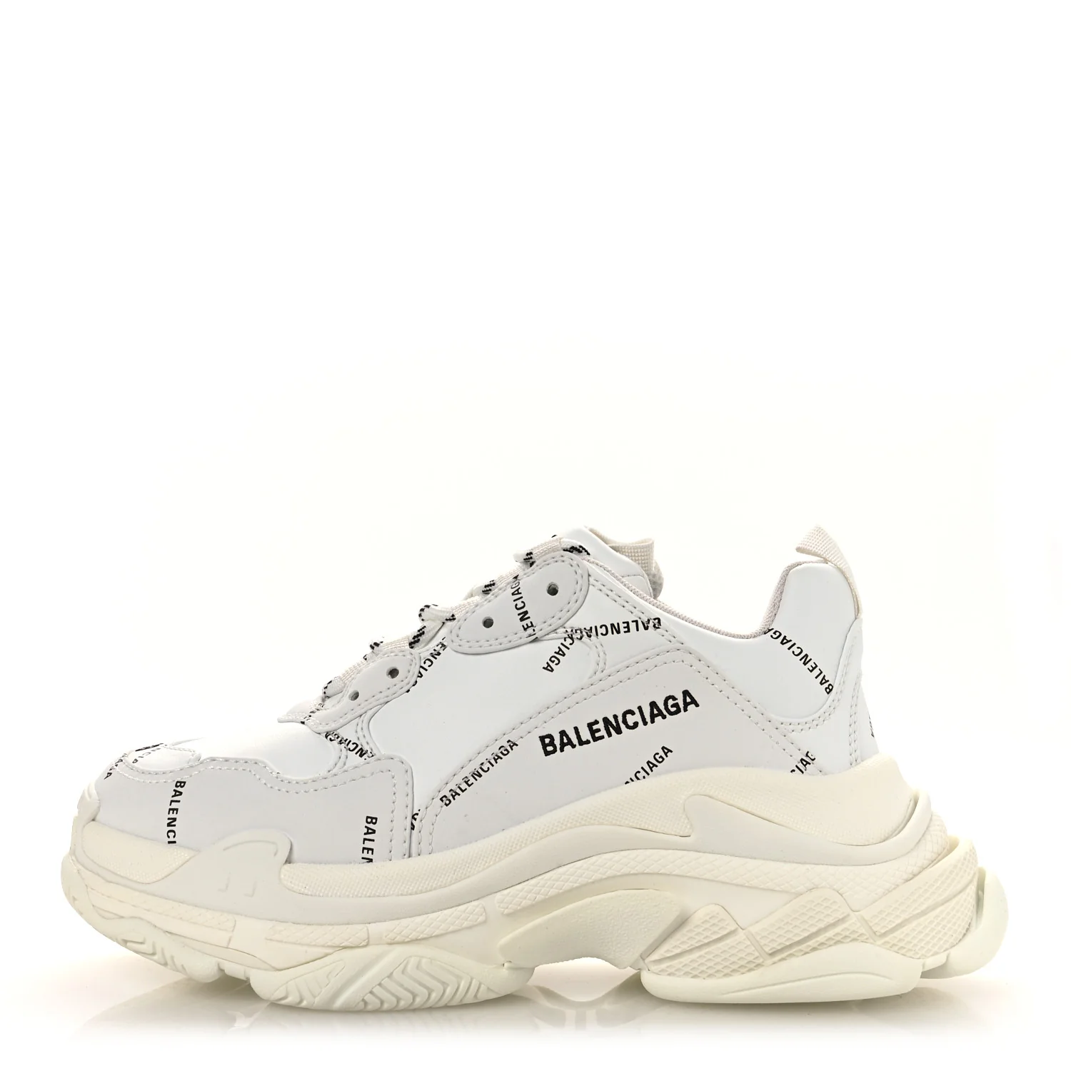 Technical Fabric Allover Logo Womens Triple S Sneakers 39 White Black