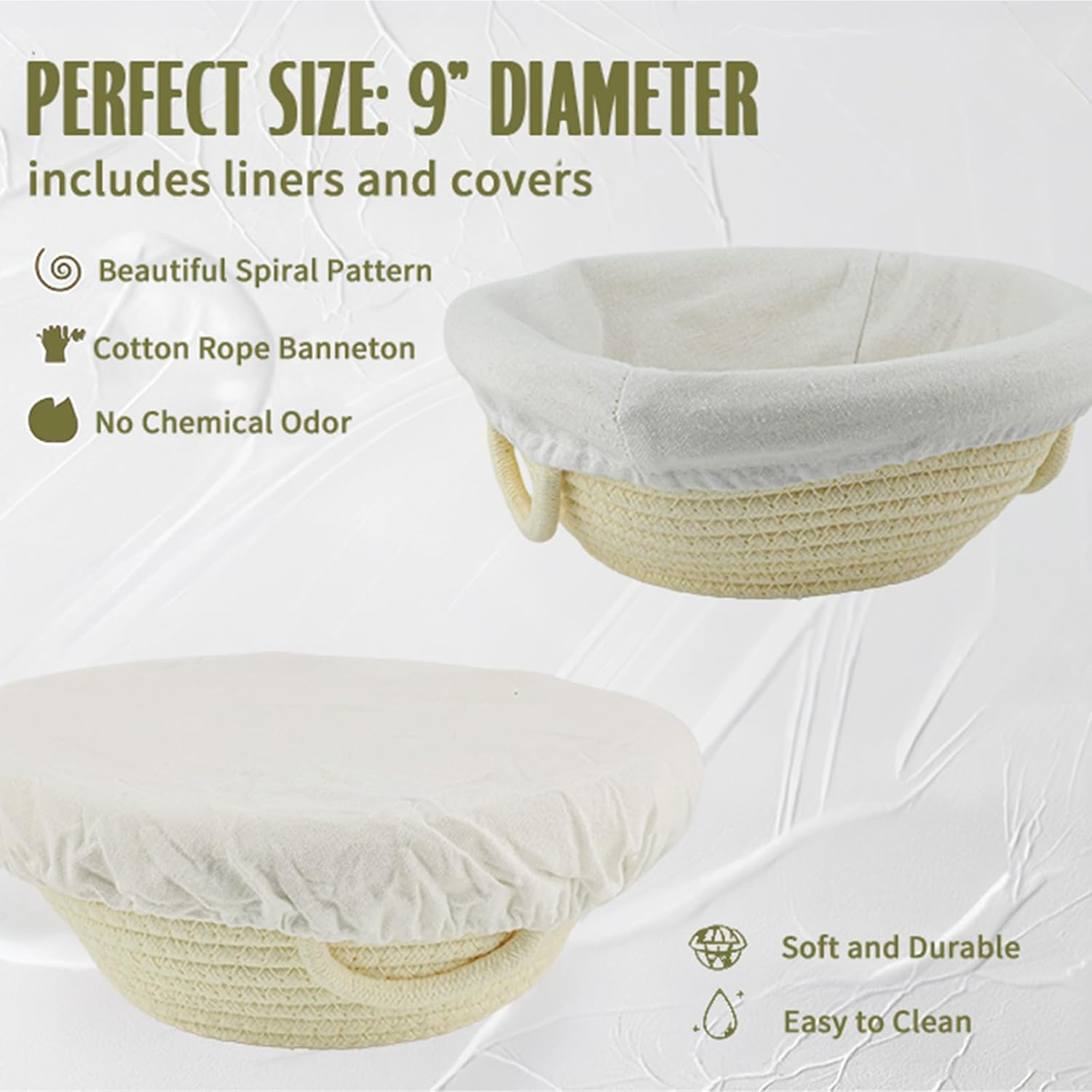 Sourdough Starter Kit, Breathable Cotton Basket, Machine Washable