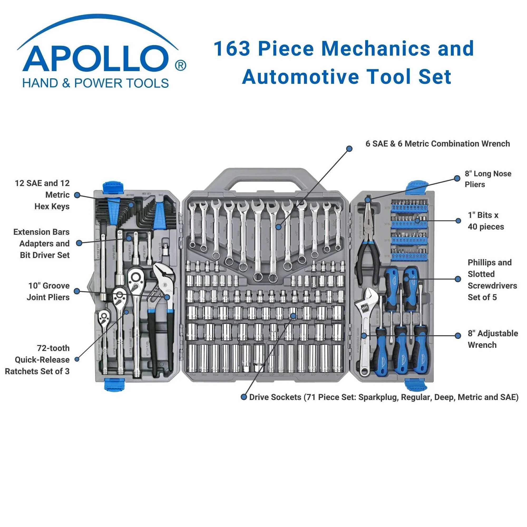 163 Piece Mechanics Tool Kit -- DT0002