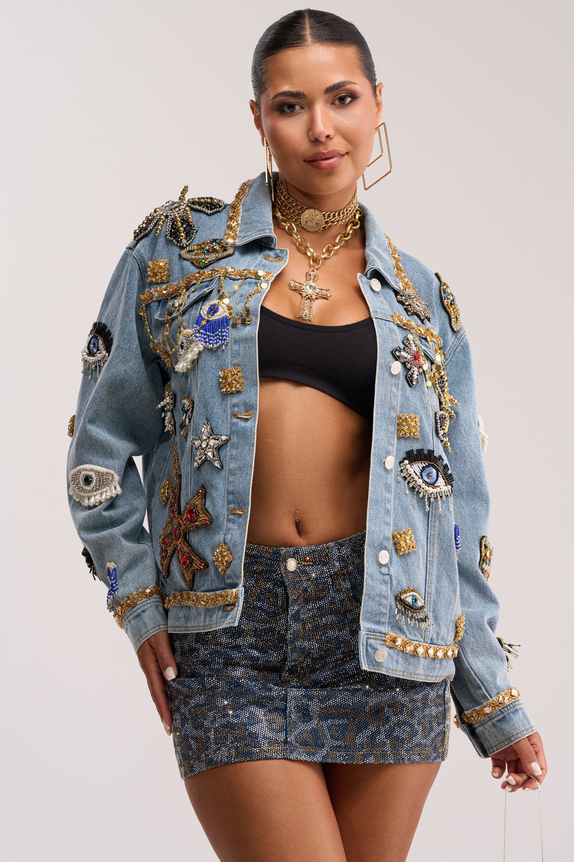 IN PLAIN SIGHT EMBELLISHED DENIM JACKET - Akira Store