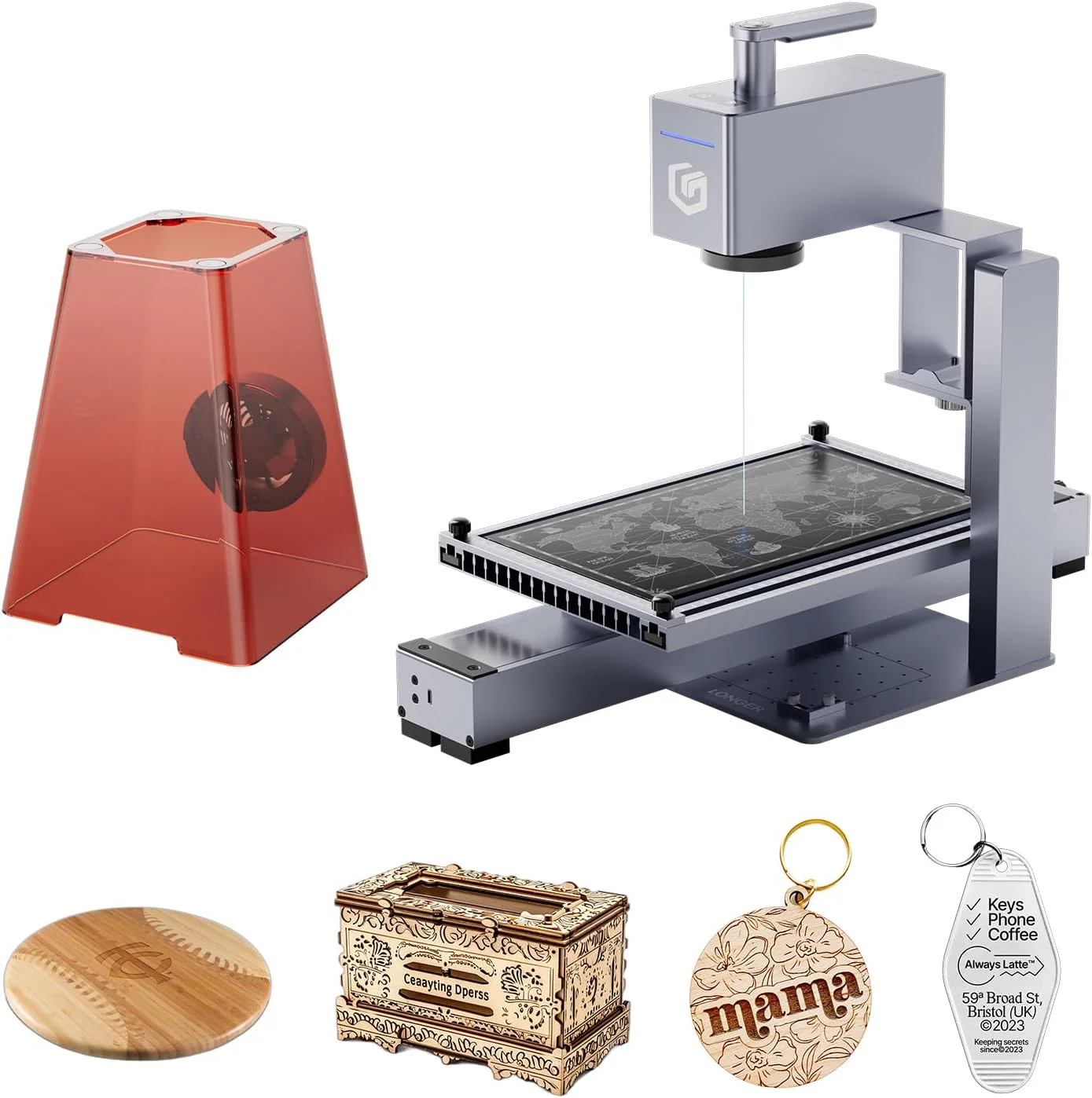 Graveur laser portable Longer Nano Pro 12 W avec kit d'extension, haute vitesse 5 000 mm/s, précision de gravure 0,01 × 0,01 mm, outil de gravure DIY pour bois, acrylique, cuir, tissu, métal et céramique.