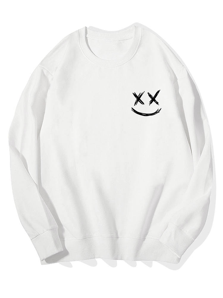 Sweat-shirt en coton à imprimé smiley