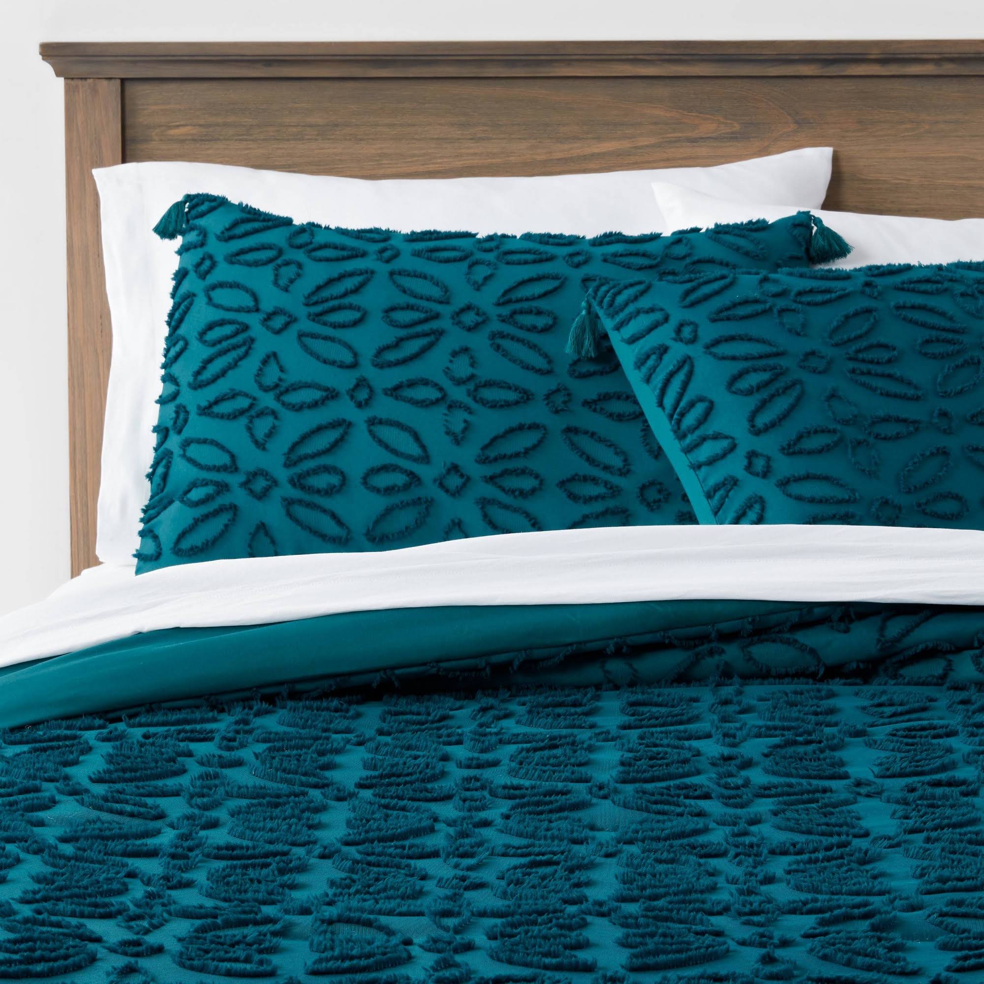 Threshold Clipped Jacquard Comforter & Sheet Bedding Set, Dark Teal Blue, Full