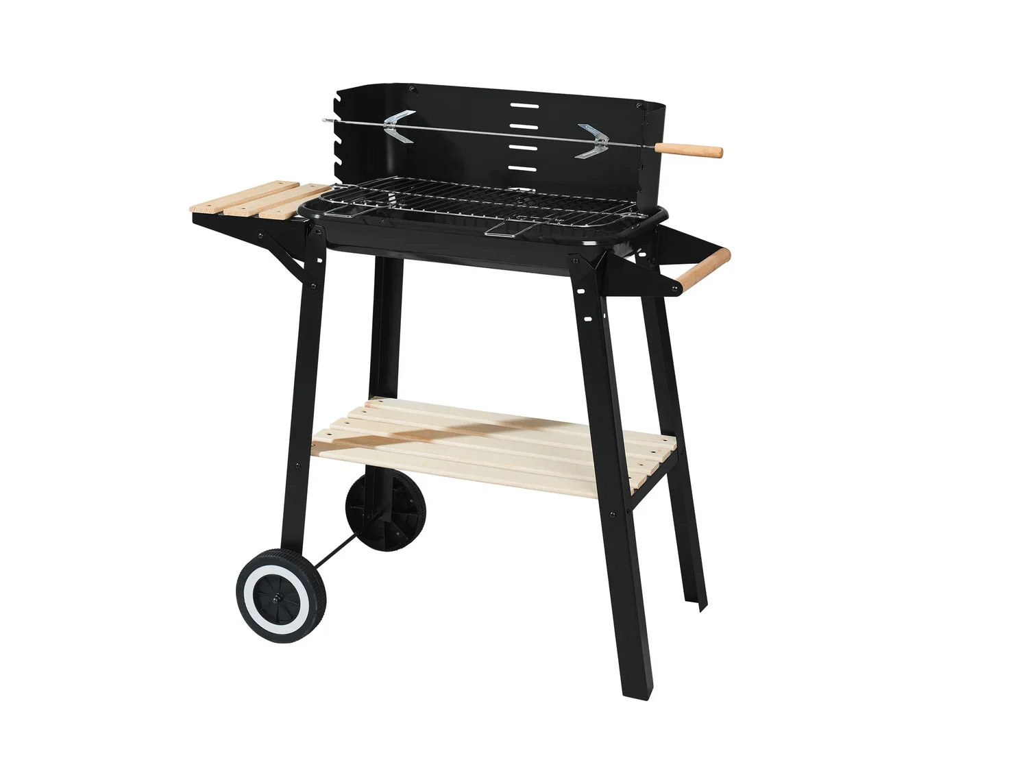 GRILLMEISTER Chariot-grill GGW 84 B1, avec tagre en bois