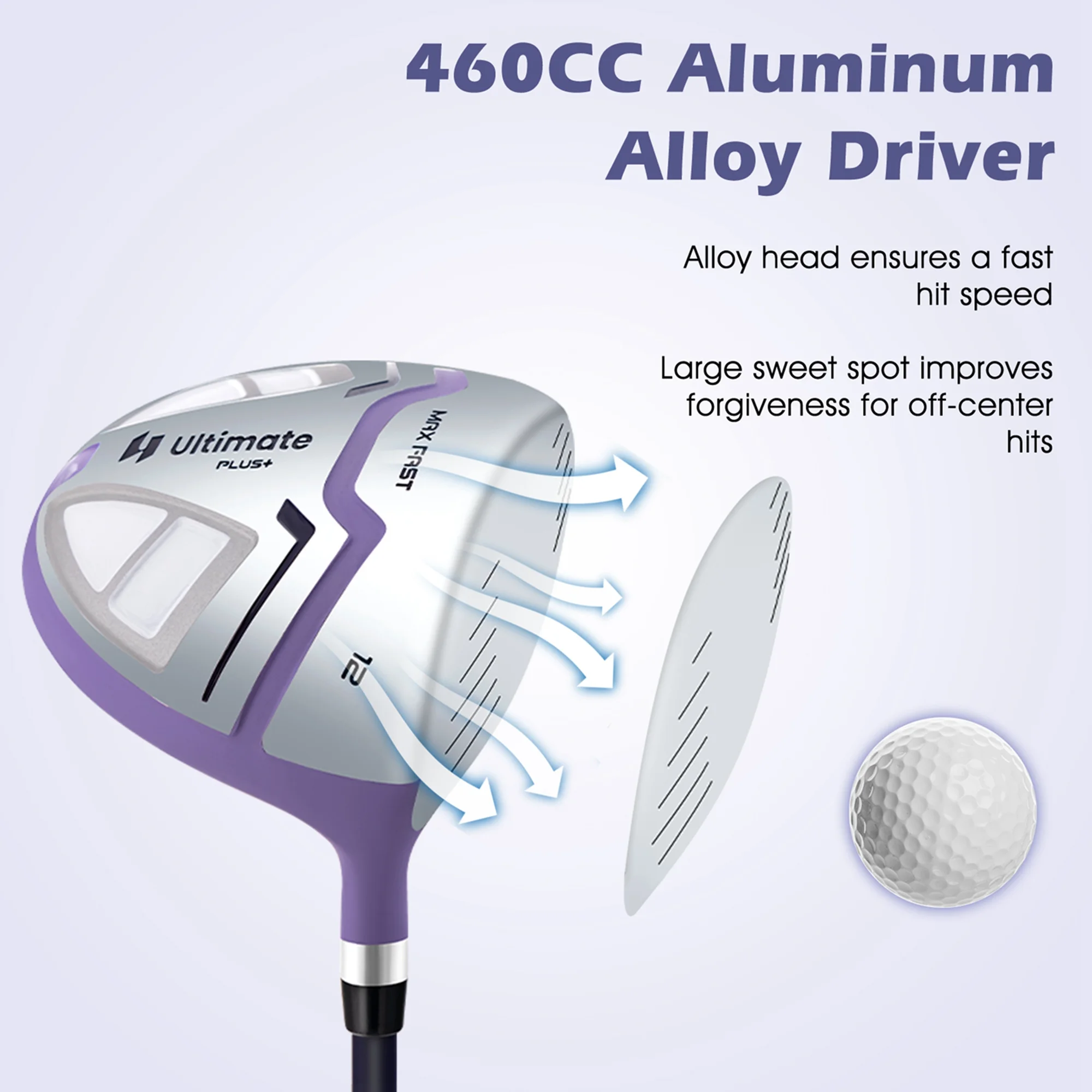 Ultimate Women’s Complete Golf Club Set Golf Club Package Set w/ Rain Hood, Right Hand Purple(Purple) - Image 10