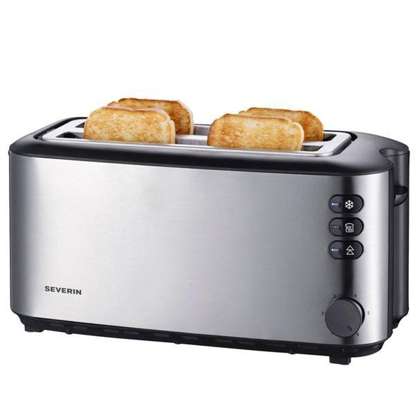 Brødrister med lang rille AT2509 4 skiver 1400W rustfritt stål