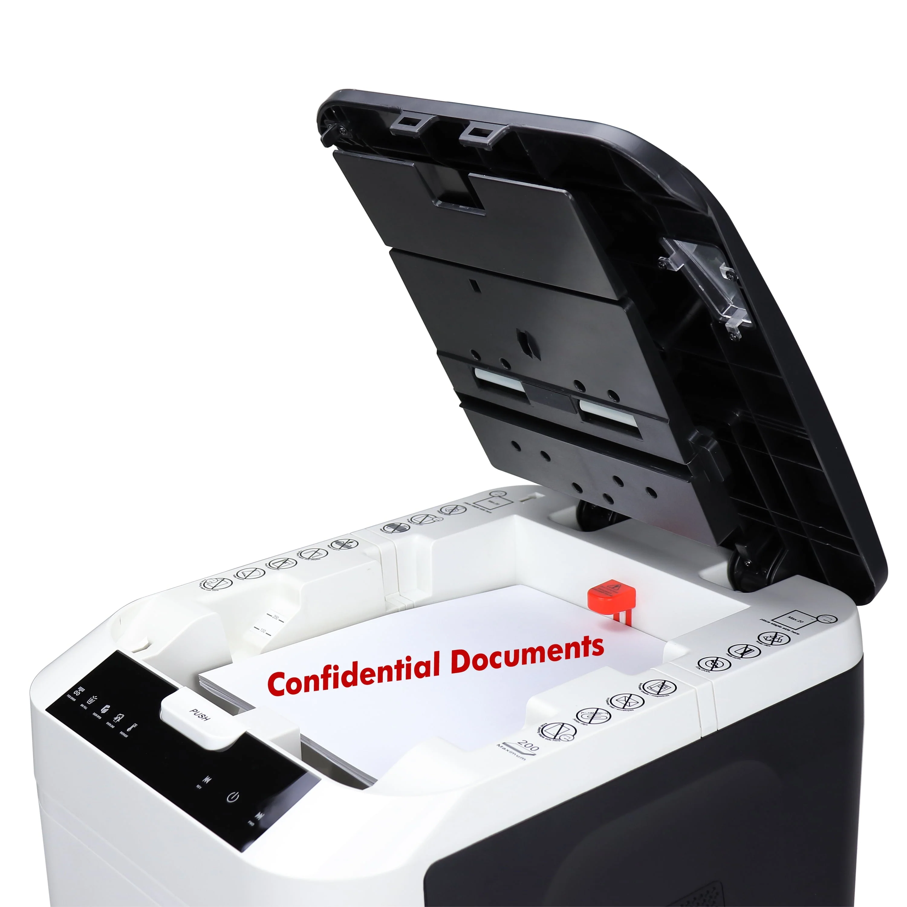 GB Commercial Grade 200 Sheet Auto Feed Micro Cut Paper Shredder with Pullout Basket Image 3