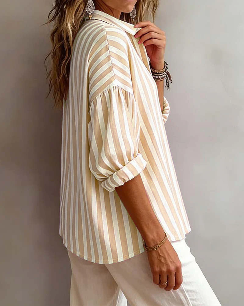 Blouse décontractée rayée à col chemise