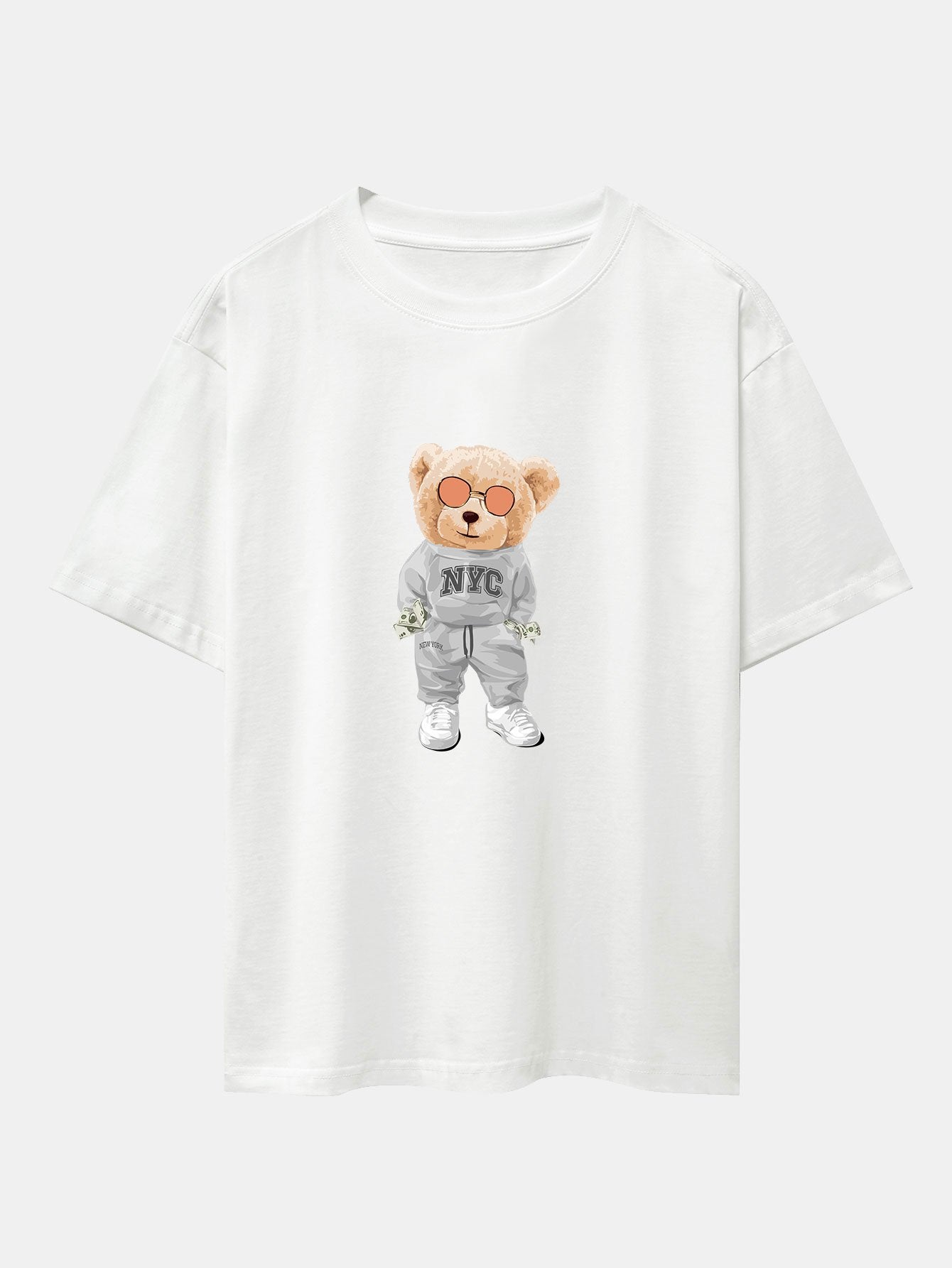 T-shirt oversize épais à imprimé ours riche