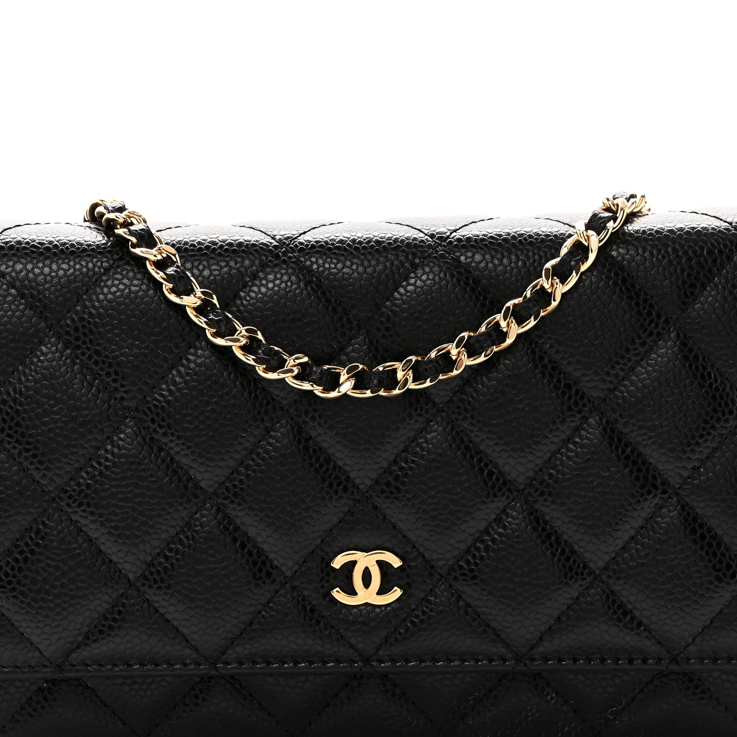 Caviar Quilted Wallet on Chain WOC Black