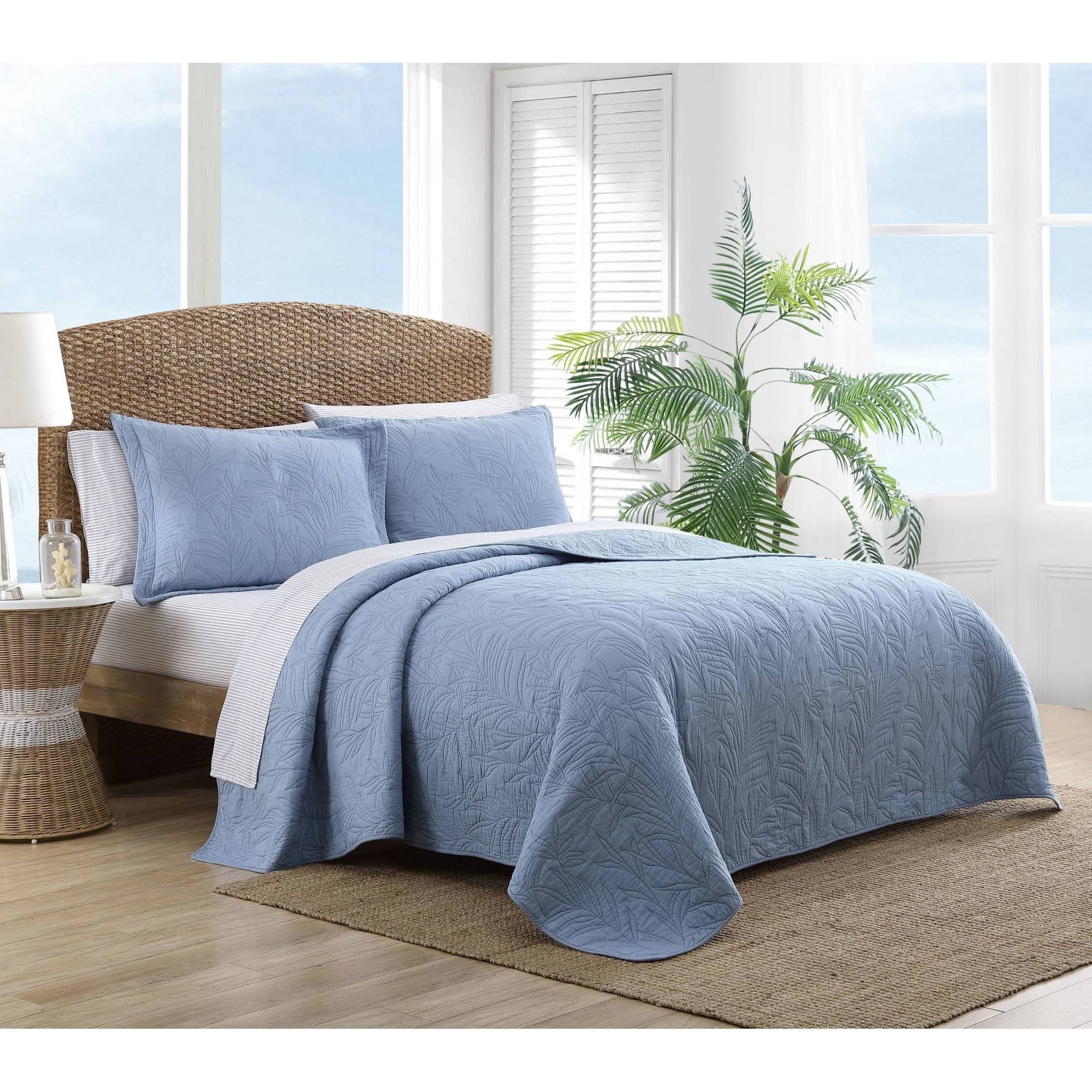 Tommy Bahama Solid Costa Sera Cotton Quilt, Blue, Twin