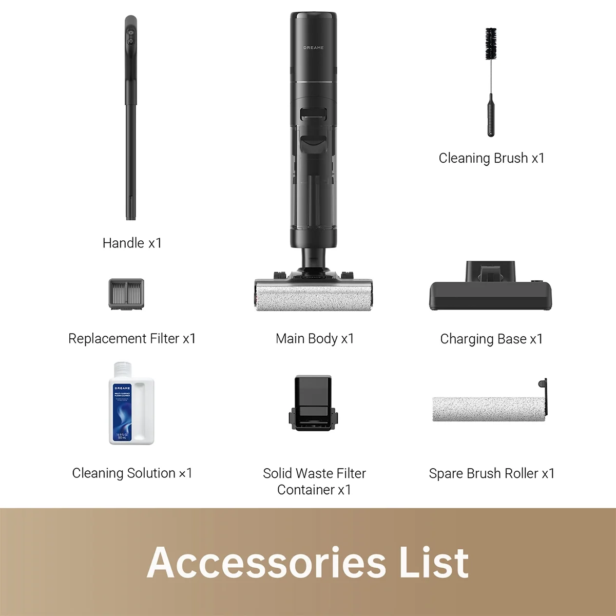 Dreame Cordless Wet/Dry Vacuum Cleaner, Dual-Edge Brushes, 600ml water tank, Self-Propulsion, K20