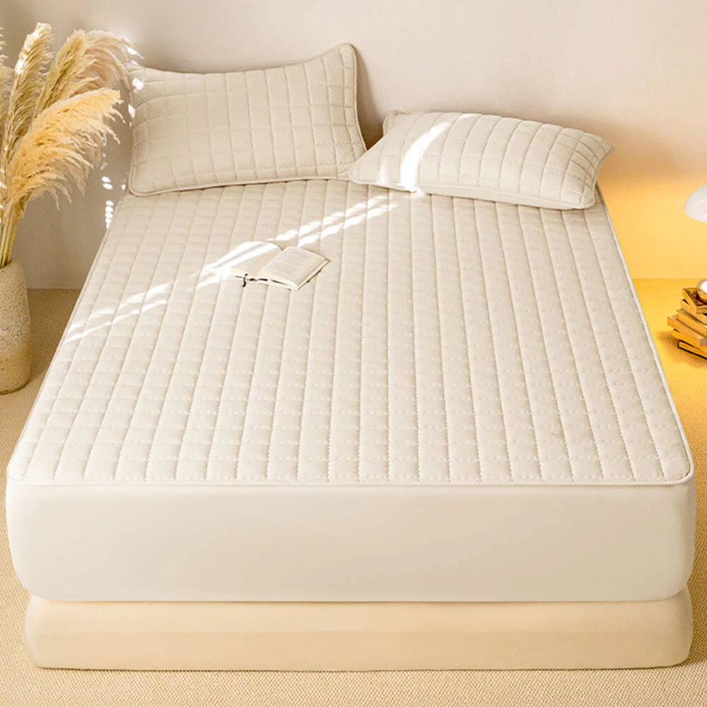 Elegant Square Breathable Waterproof Antibacterial Fitted Sheet Mattress Cover