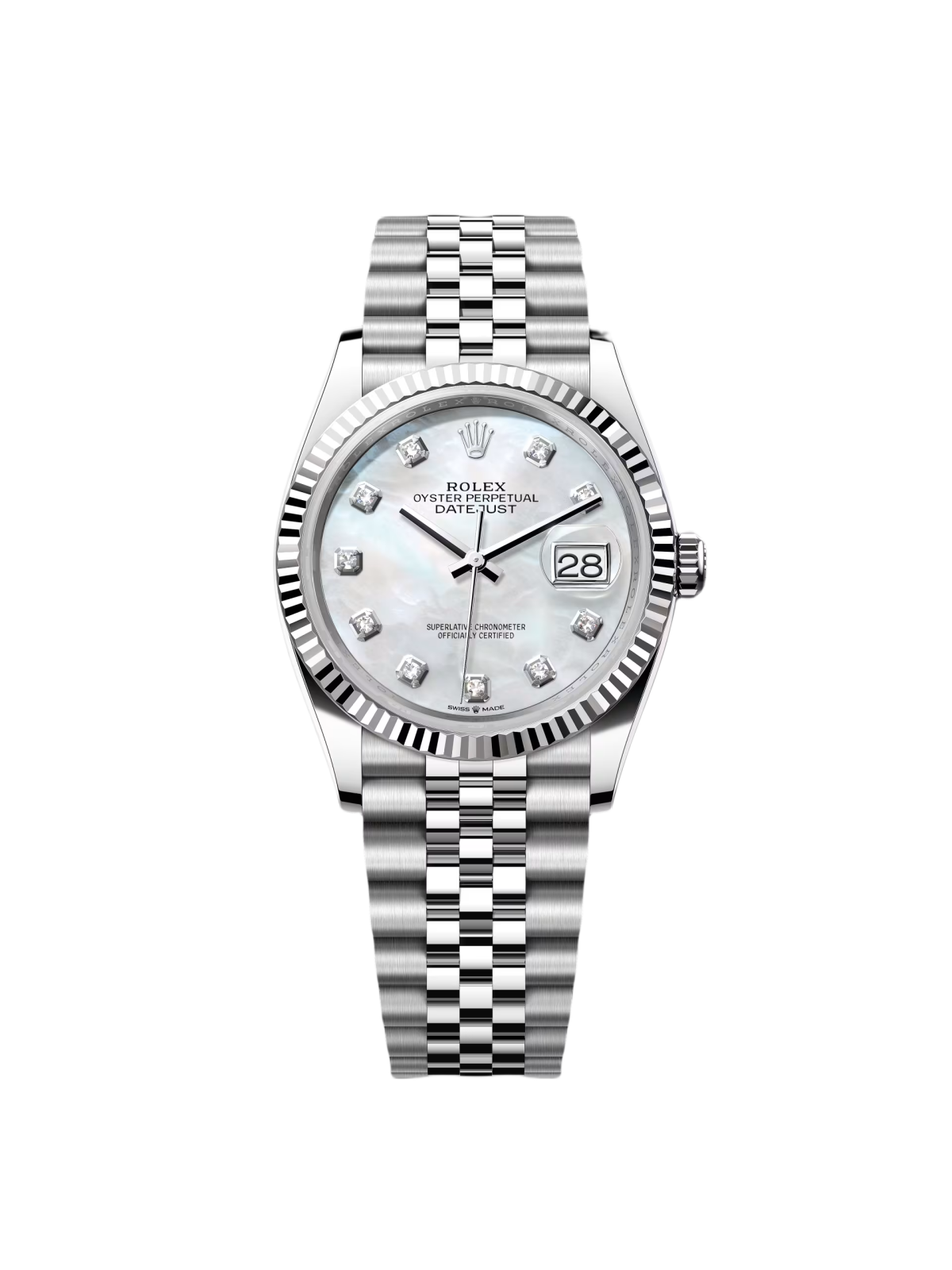 【Super Clone】RLX  Datejust 36mm 126234 Mother of Pearl Diamond Dial Oyster Stainless Steel