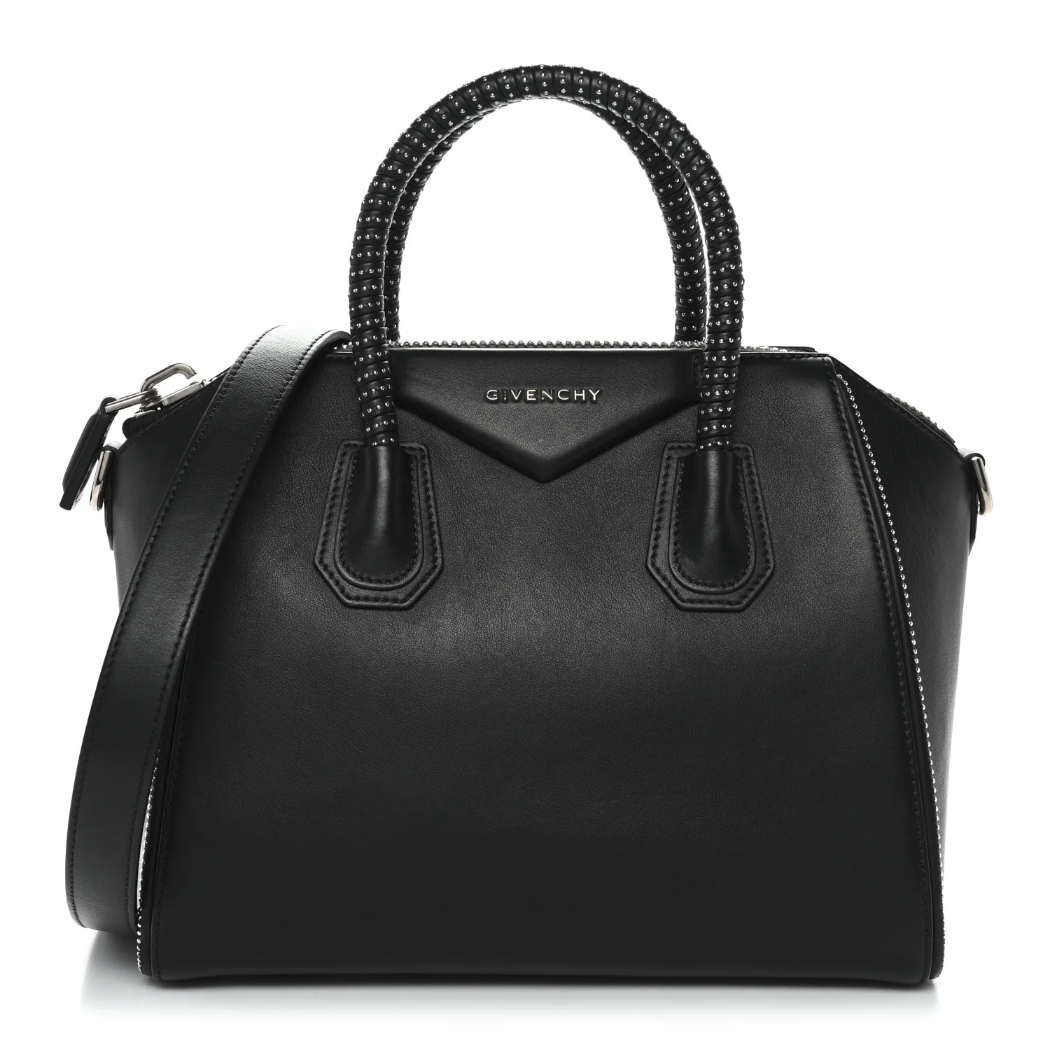 Calfskin Small Studded Antigona Black