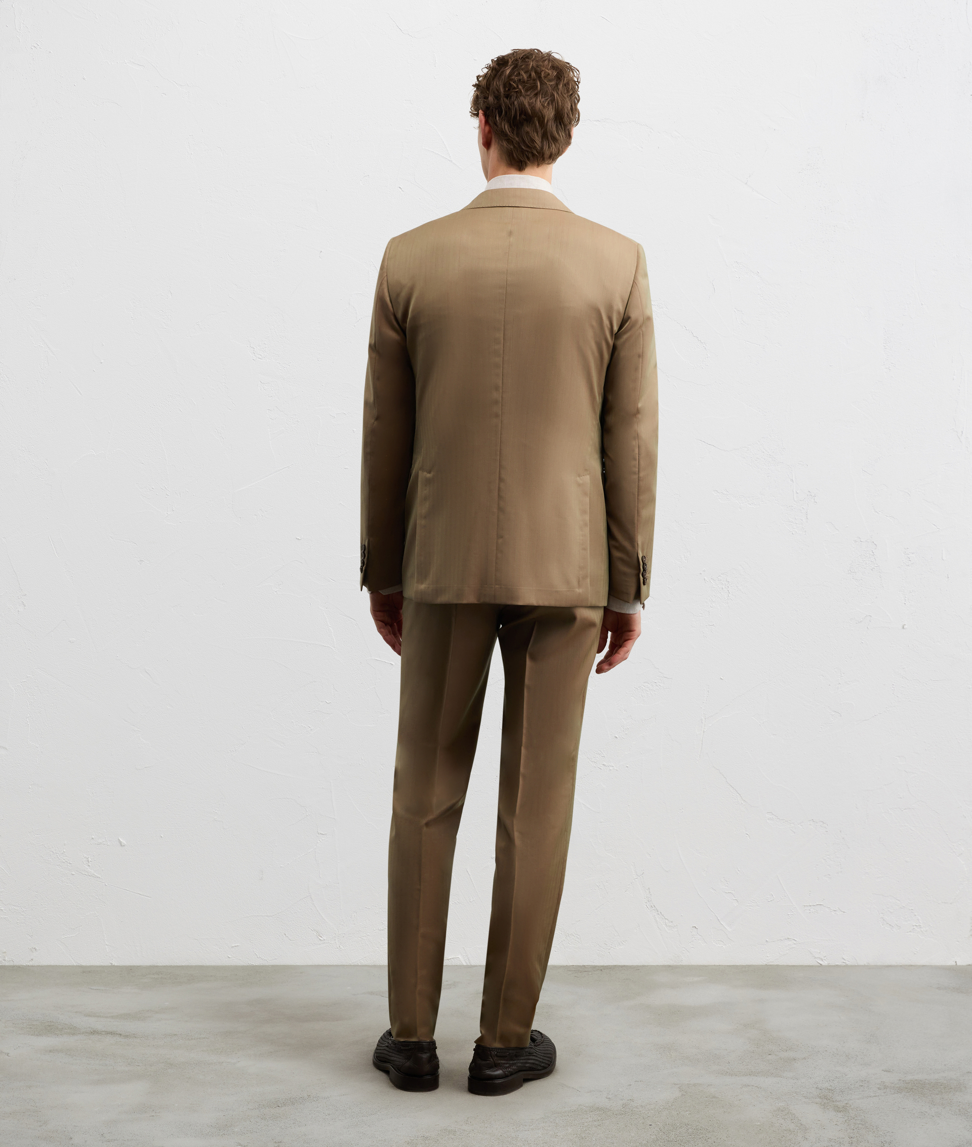 VICENZA LINE DRESS IN LIGHT BROWN VIRGIN WOOL SOLARO SUPER 130S