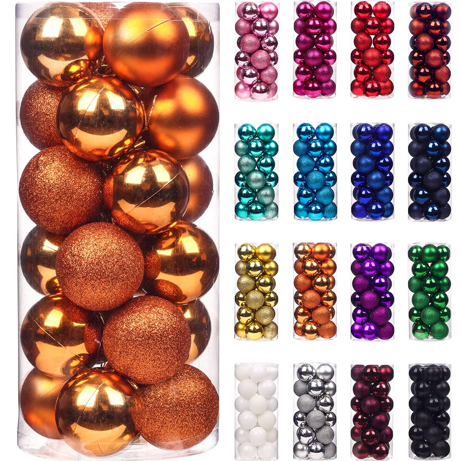 Emopeak 24pcs Christmas Balls Ornaments for Xmas Christmas Tree - Shatterproof Christmas Tree Decorations Hanging Ball for Holiday Wedding Party