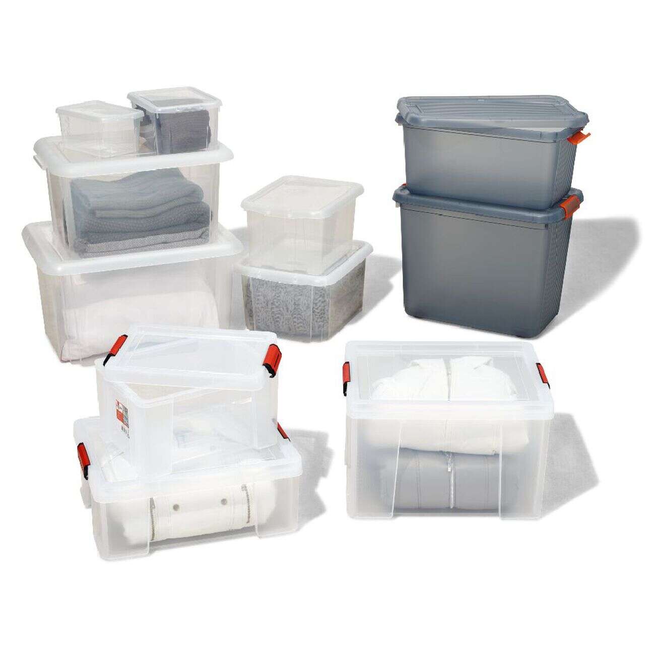 Boîte de rangement transparente à clips 27 L