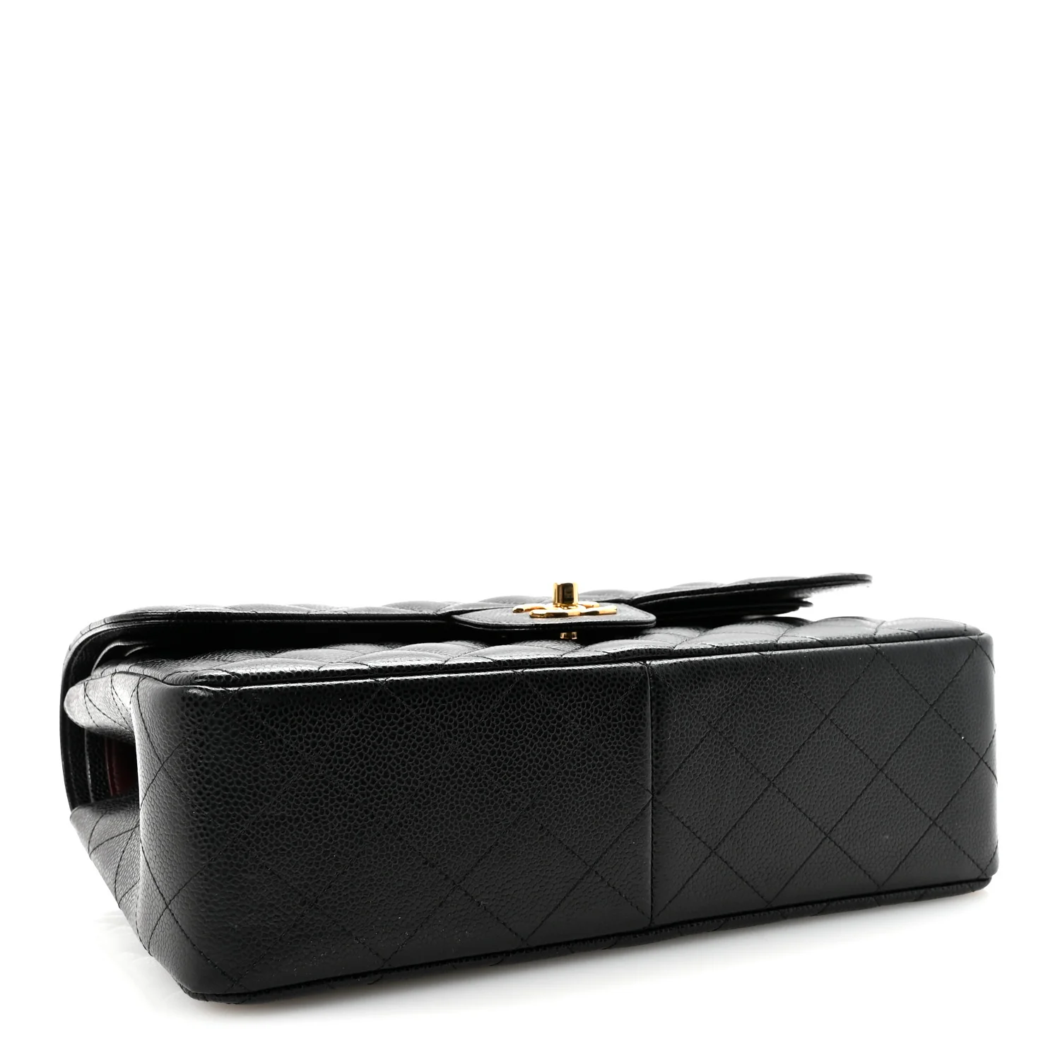 Caviar Quilted Jumbo Double Flap Black