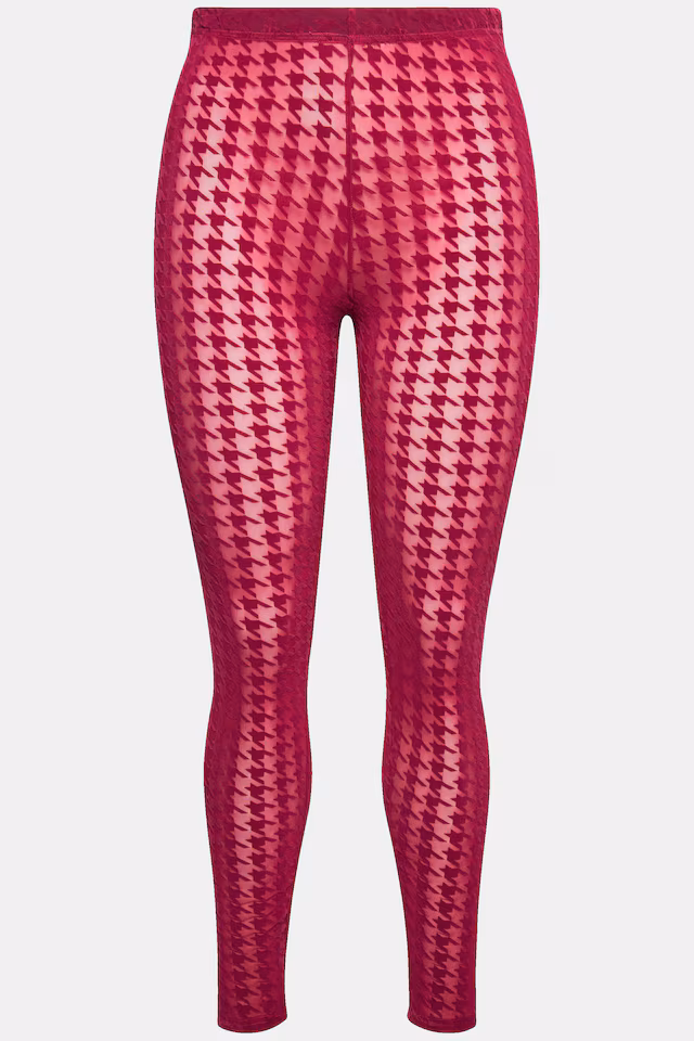 Sheer Flocked Houndstooth Leggings