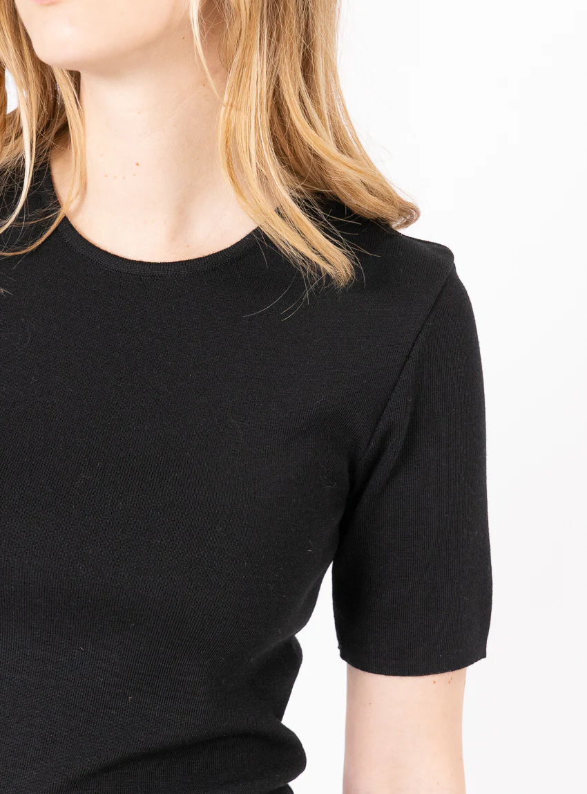 Tee-shirt thermique femme en laine merinos noir