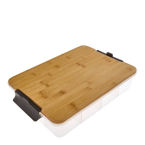 Snacklebox med 11 rom og bambusbrett 30x40,5 cm bambus