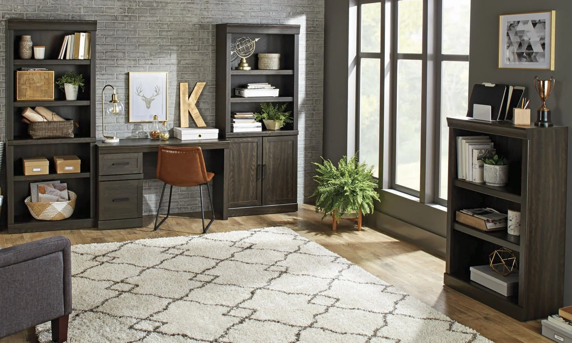 Better Homes & Gardens Glendale 5 Shelf Bookcase, Dark Oak Finish