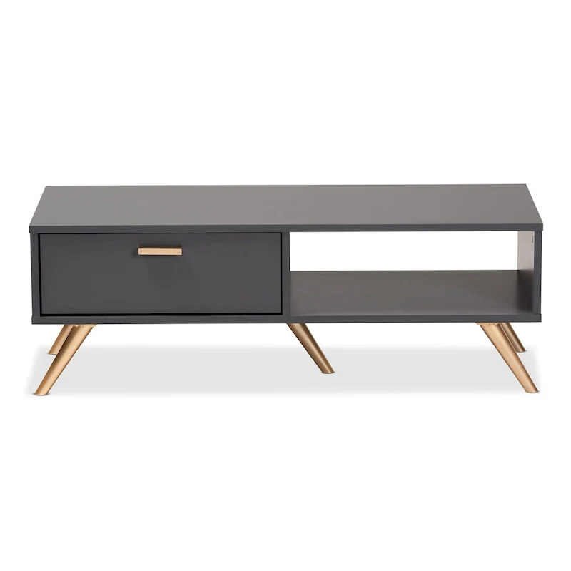 Modern Dark Grey and Gold Coffee Table