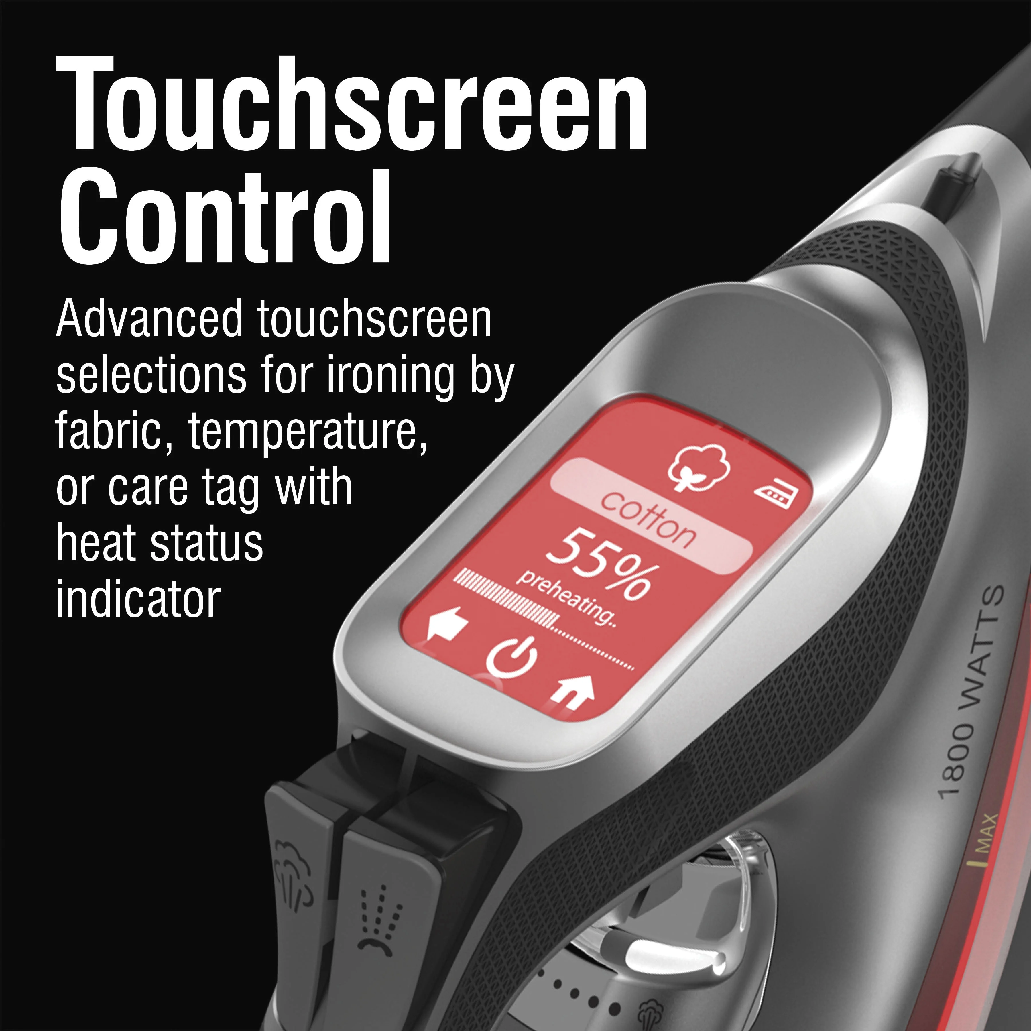 CHI Iron Touchscreen Clothing Iron, Black and Silver, 13103