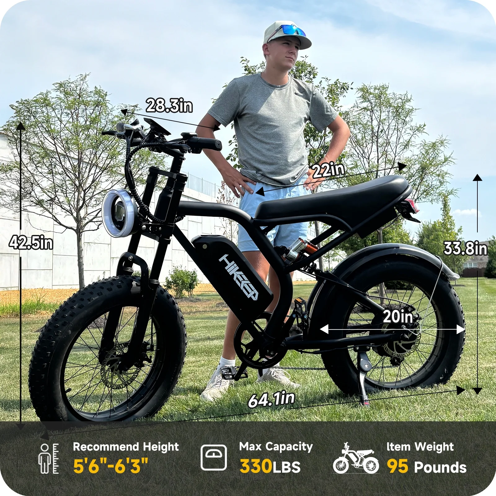Electric Bike for Adults, 1500W Peak Fat Tire Ebike 20���4�� Snow-Tread, 48V 15.6Ah Removable Battery, 32MPH, Dual Suspension, 7-Speed, Hydraulic Disc Brakes, Bonus Accessories - Image 9