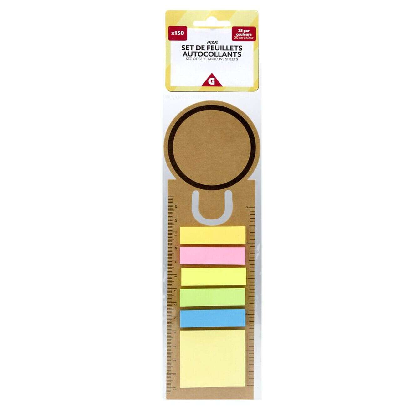 Set de feuillets notes autocollantes x150 tailles et coloris assortis