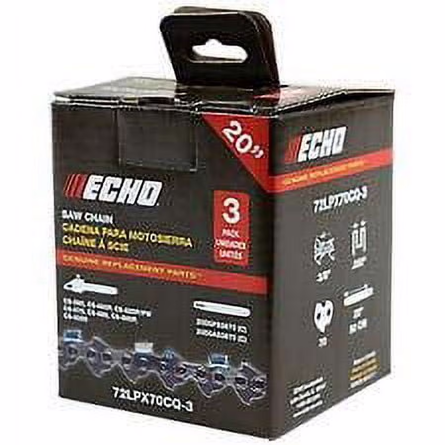 Echo 3 Pack Genuine OEM 20 Cutting Chain for CS-620P Saw - 72LPX70CQ-3PK