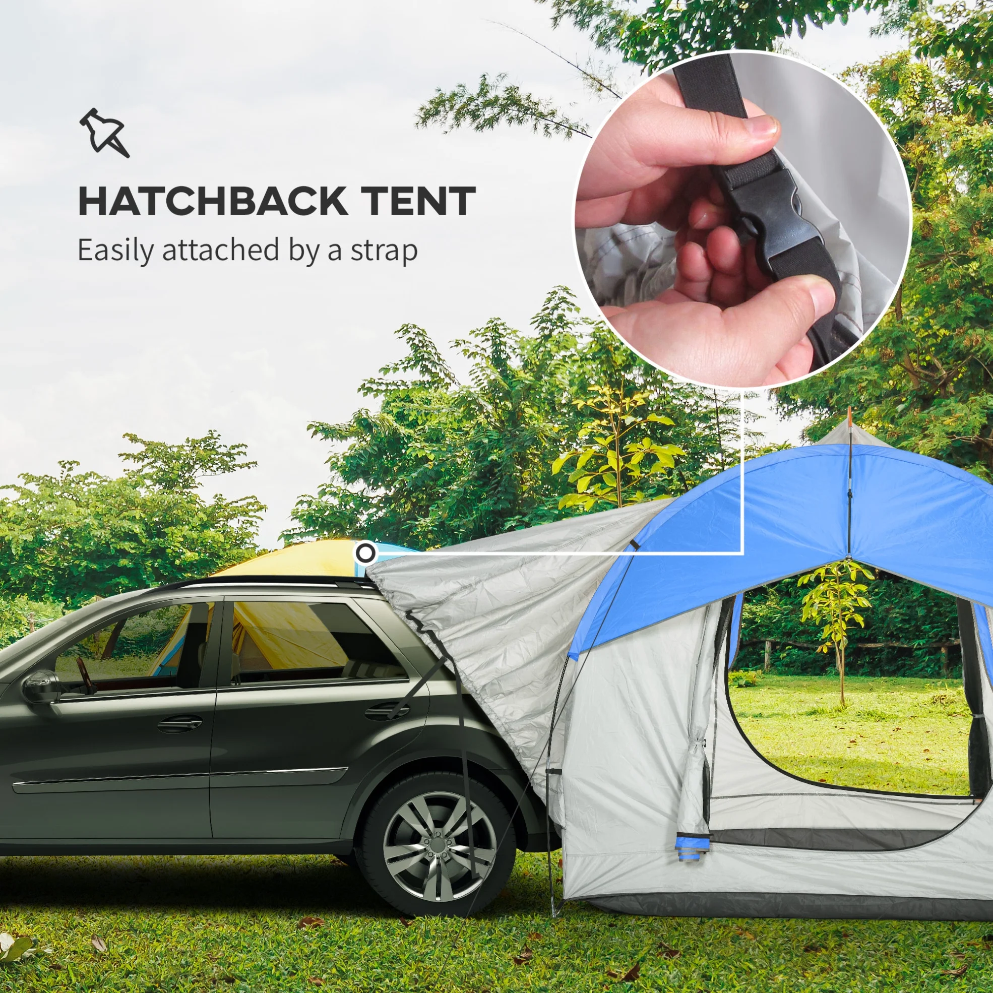 SUV Camping Tent , 2000mm Waterproof Truck with 3 Doors and Mesh Window, Car Camping Tailgate Tent for 5-6 Person Camping, Outdoor Travel, Mountaineering, Fishing, Wild Survival, Blue(Blue) - Image 9