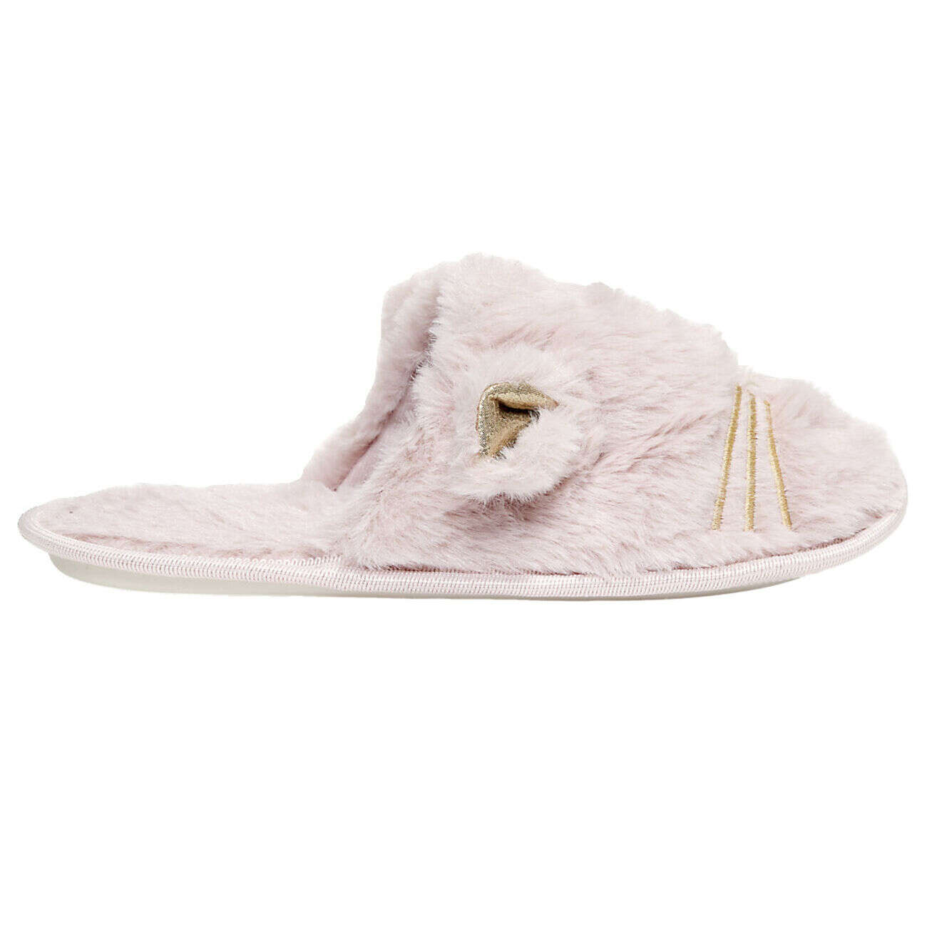 Pantoufles chaussons chat rose et doré (3 tailles)