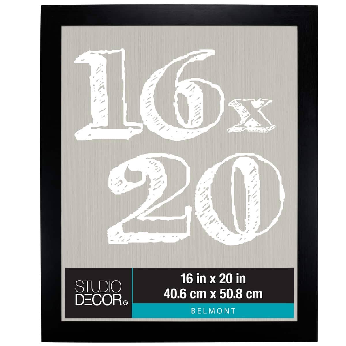 16 inch x 20 inch Belmont Picture Frame by Studio dcor - Pre-attached Hanging Hardware, Horizontal or Vertical Display - MDF, Black, Bulk 4 Pack, Size