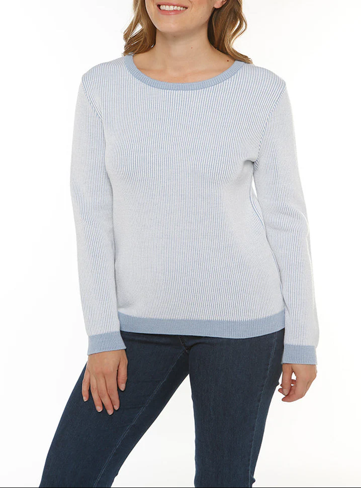 Pull femme maille anglaise bleu ciel