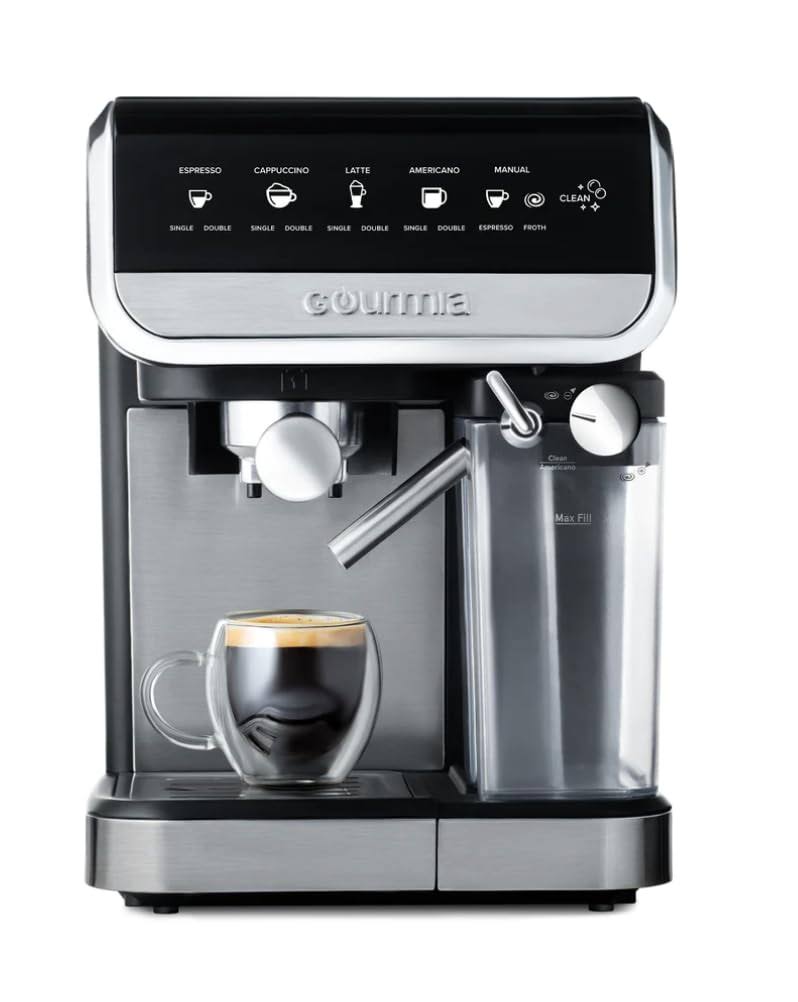 Gourmia GCM4230 8-in-1 One-Touch Espresso, Cappuccino, Latte & Americano Maker with Automatic Frothing
