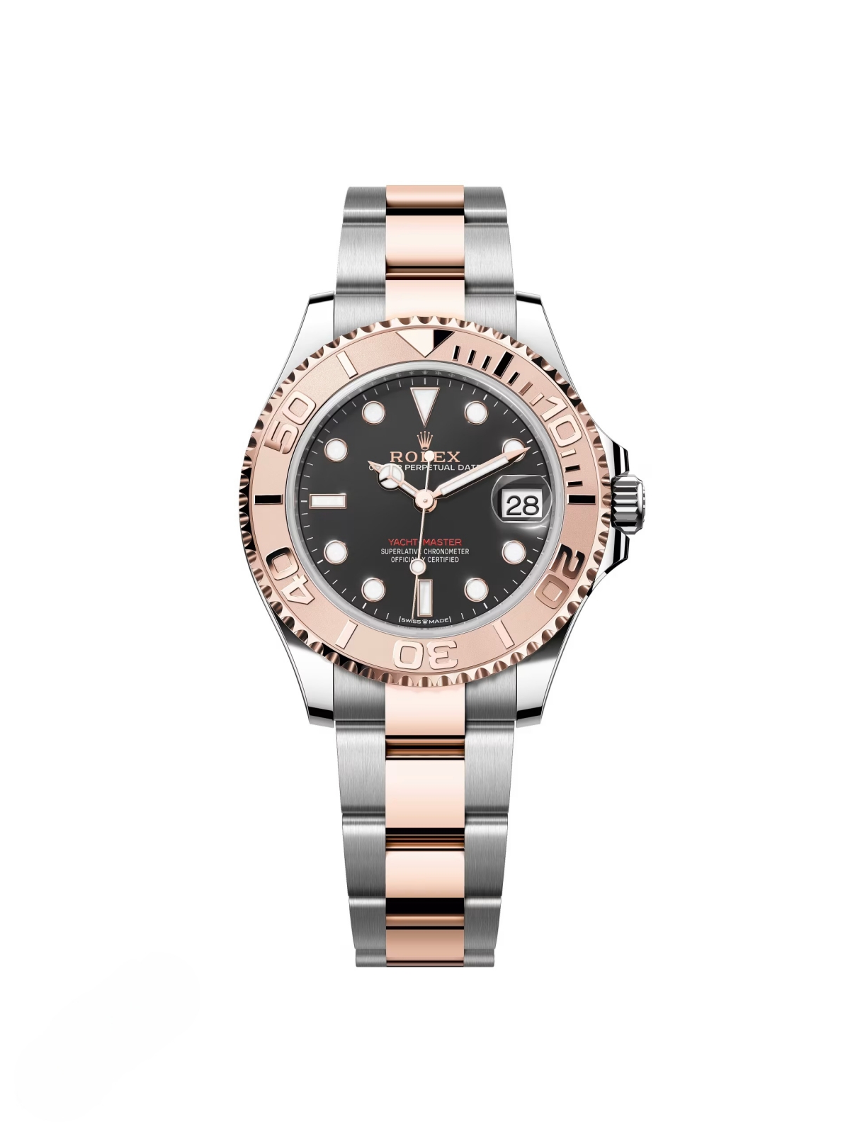 [Super Clone]RLX Yacht-Master 37mm Steel and Everose Gold Watch - Black Dial - Oyster Bracelet 268621