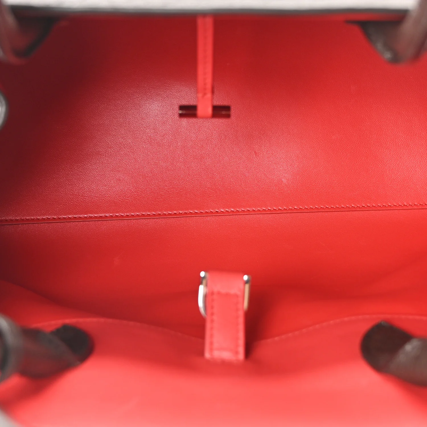 Natural Grain Calfskin Bicolor Large Hug Bag Testa Di Moro Flame Red