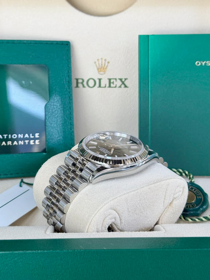 [Super Clone]RLX  Datejust 36mm 126234-0047 Olive Green Palm Motif Dial Jubilee Stainless Steel Watch