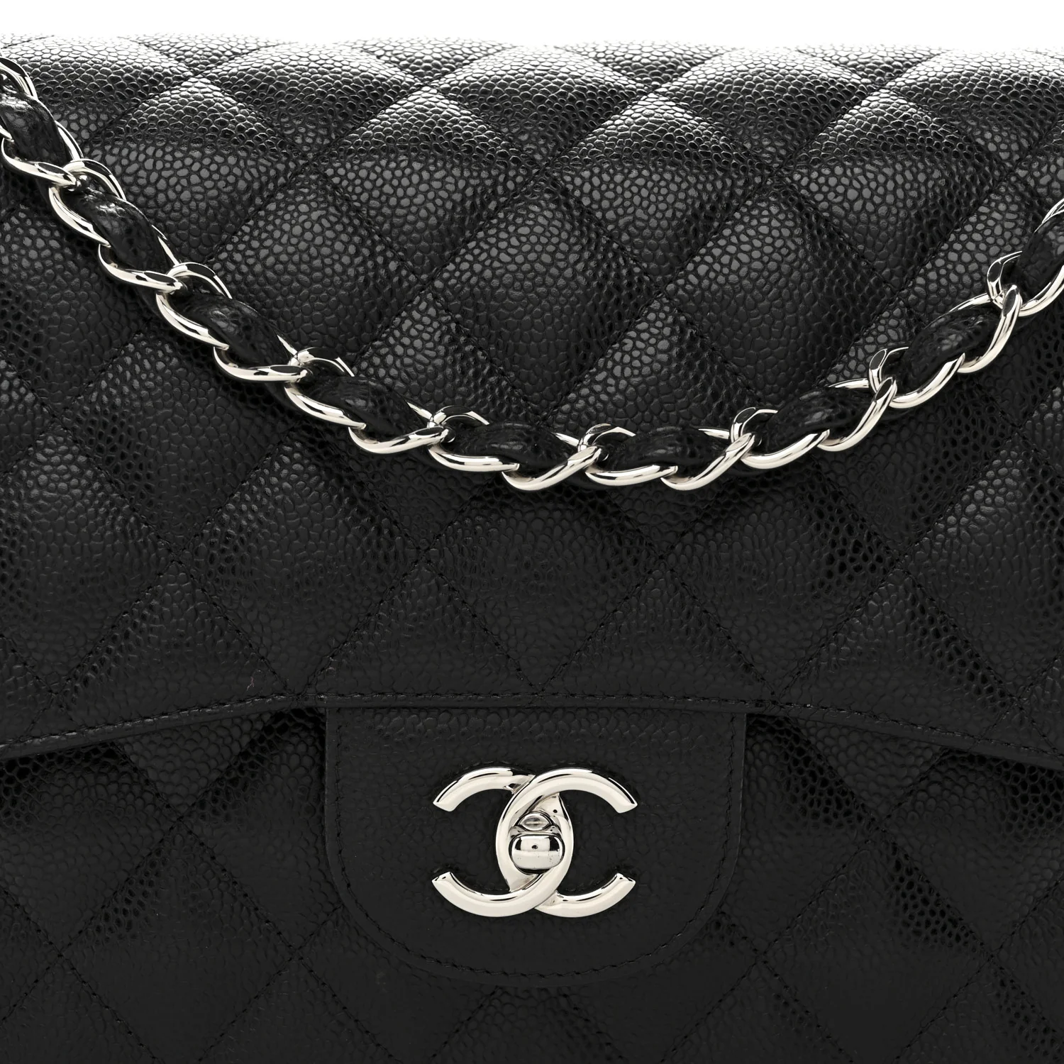 Caviar Quilted Jumbo Double Flap Black
