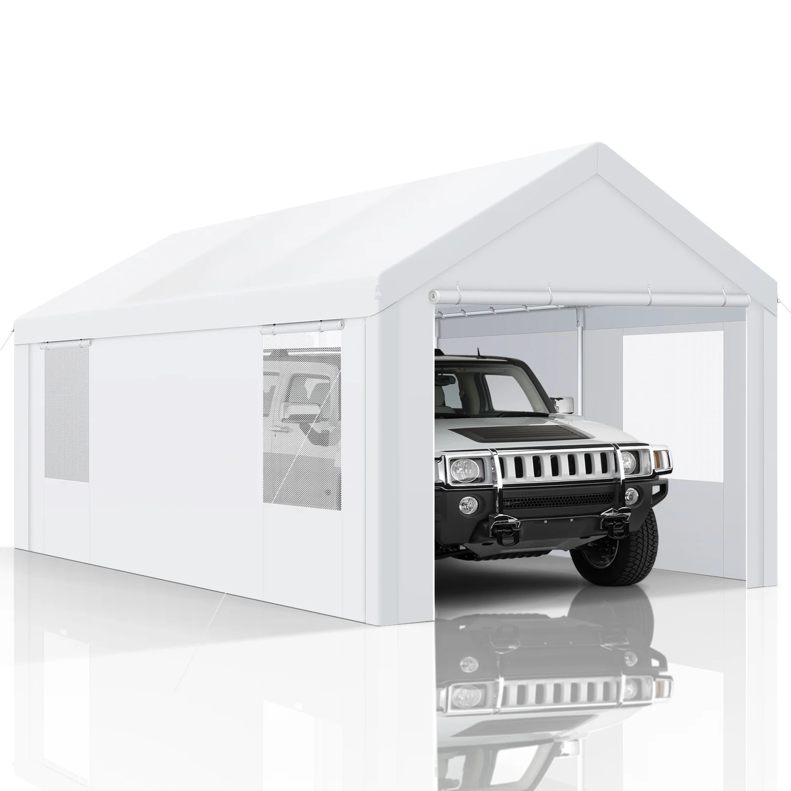 Carport 10'x20' Large Heavy Duty Car Canopy with Steel Frame, Portable Garage Wedding Tent Big Tents Carports Shelter, All-Season Tarp for Outdoor Party Birthday, White(10×20/White) - Image 10