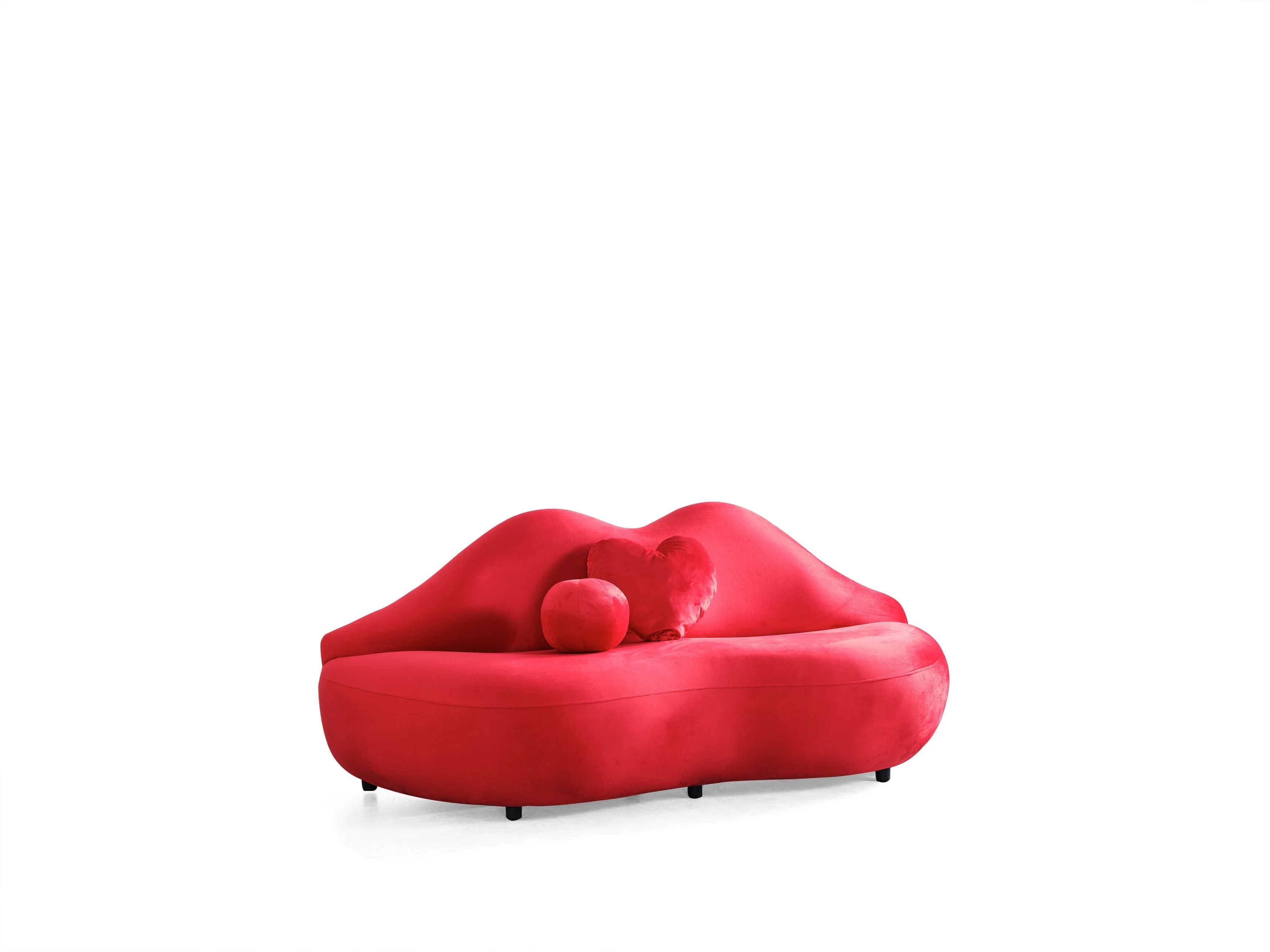 Lips Velvet 80'' Loveseat, Velvet Lip Shaped Loveseat, Loveseat for Showroom Lips (Red)