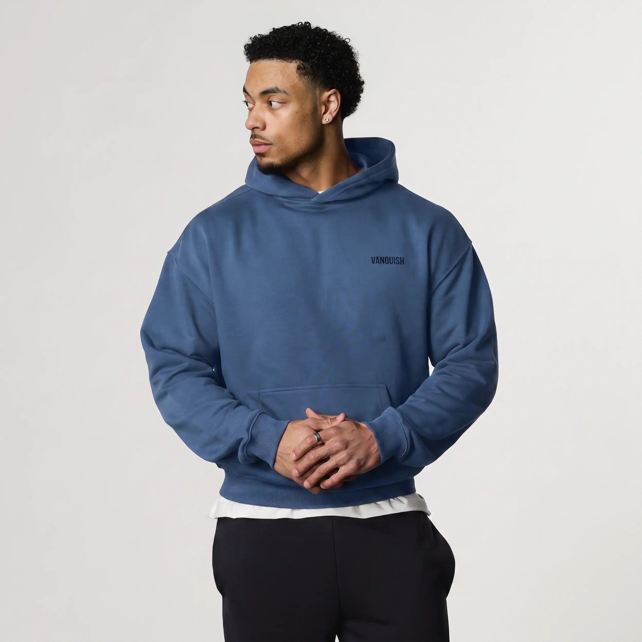 EVOLVE BLUE GREY OVERSIZED PULLOVER HOODIE