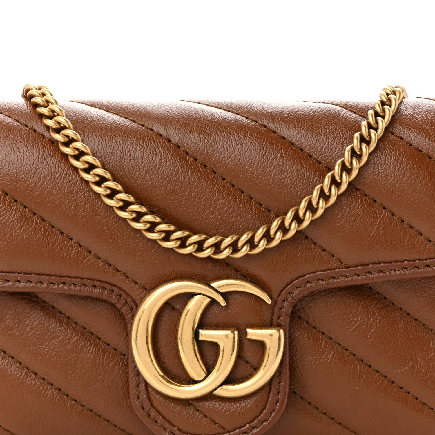 Azalea Calfskin Matelasse Diagonal Super Mini GG Marmont Shoulder Bag Cuir