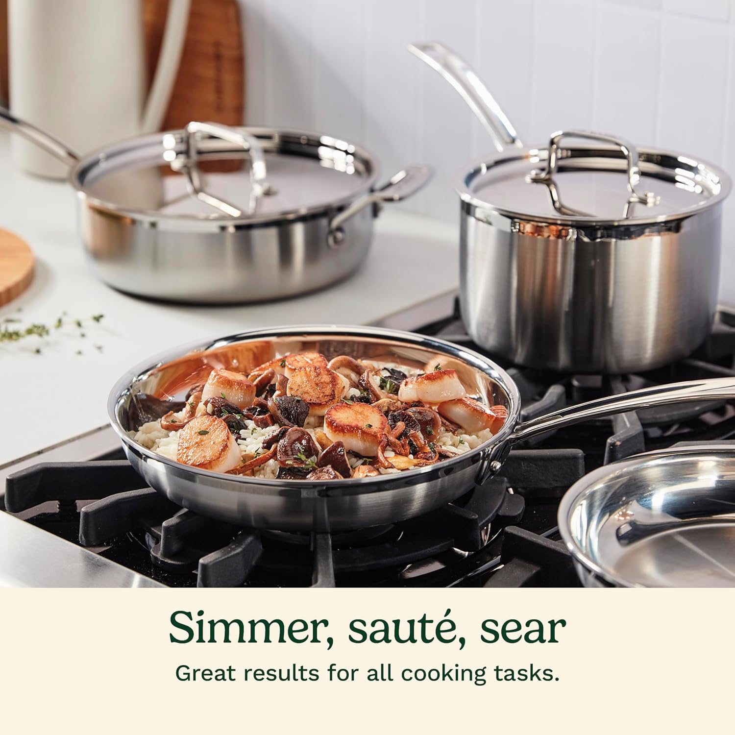 Cuisinart 12-Piece MultiClad Pro Triple Ply Stainless Stainless Steel Pots and Pans Set, Cookware Set Compatible with Induction, Electric, Gas Cooktops, Cool Grip Handles, Oven Safe to 500°F, Silver