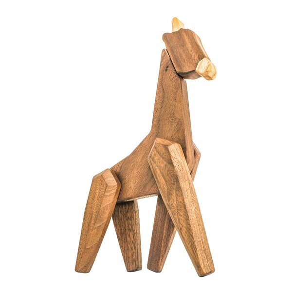 Giraff trefigur 23 cm valnøtt/ask