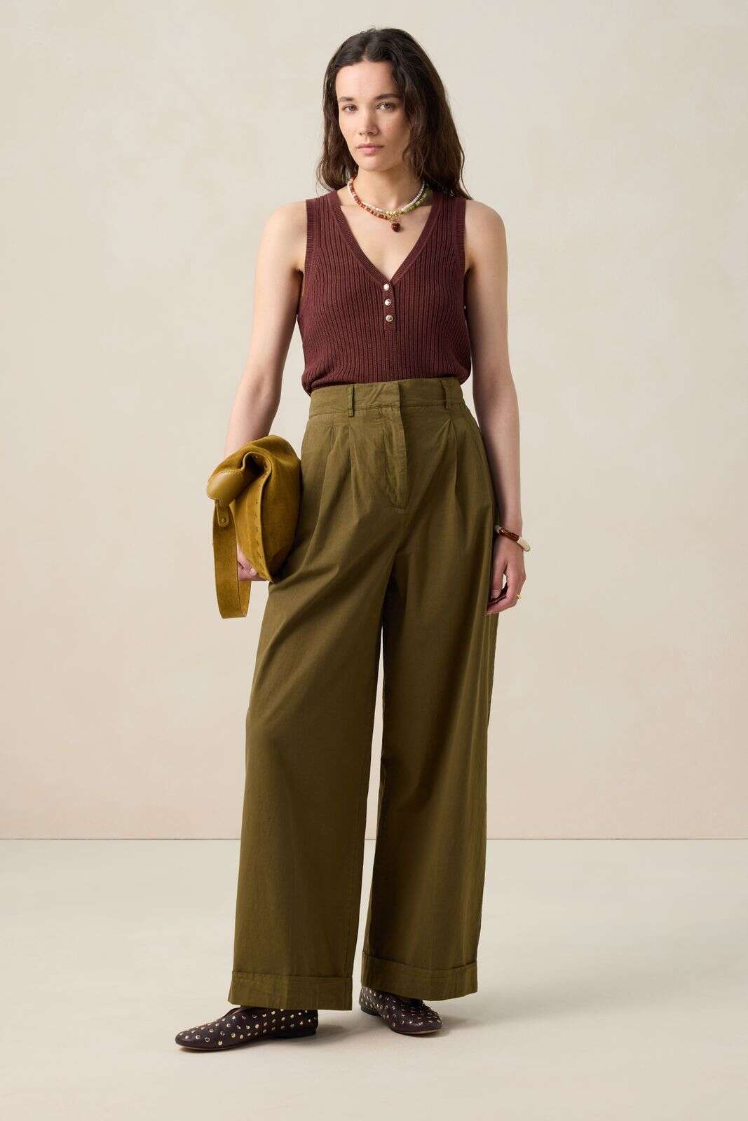 Donkerrood gebreid singlet